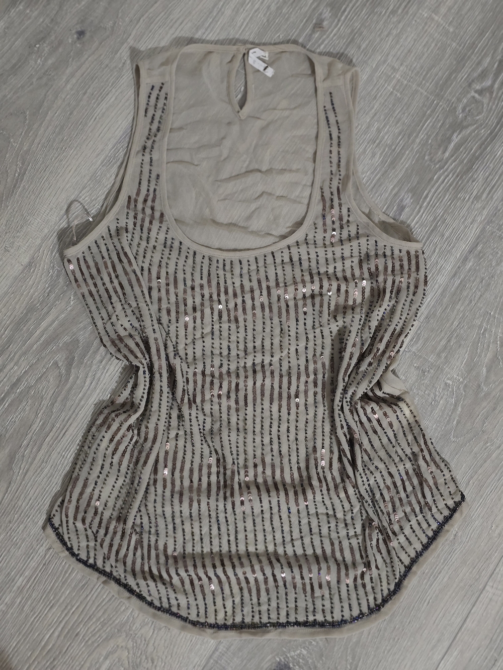 Willow & Clay Beaded Sheer Tank Top Medium